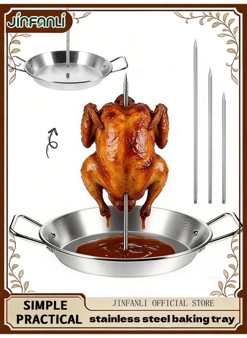 JINFANLI Versatile Stainless Steel Rotisserie - 10" Base + 8/10/12" Fork - For Beef/Chicken/Lamb - Image 1